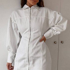 white denim zipper dress